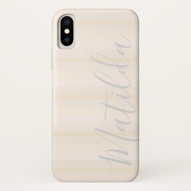 Pink Pastel Skin  Ombre Stripe Personalised Name Case-Mate iPhone Case (Back)