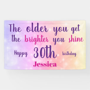 Pink pastel sparkly 30th Birthday personalised Banner