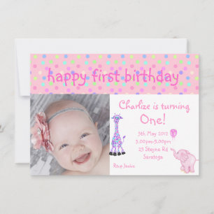 pink pastel spot zoo birthday invite