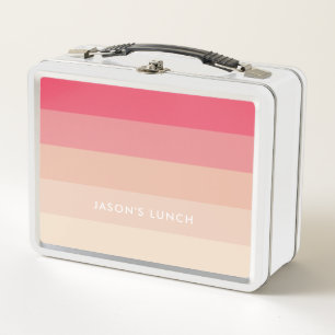 Pink pastel stripes metal lunch box