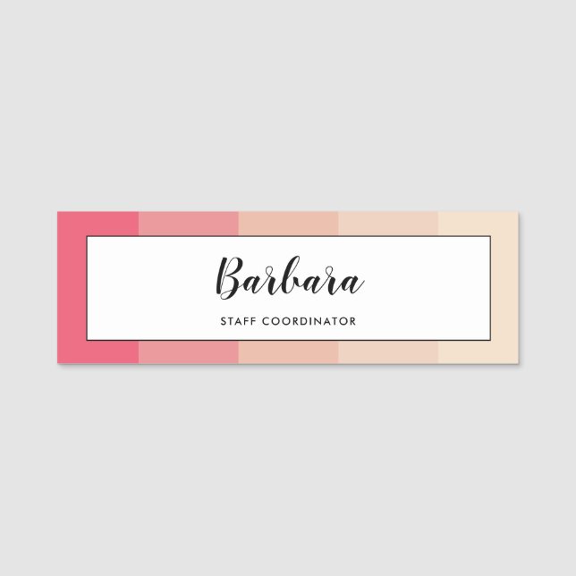 Pink pastel stripes name tag (Front)