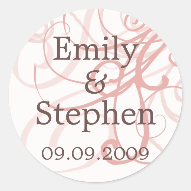 Pink Pastel Swirls • Save the Date Sticker (Front)