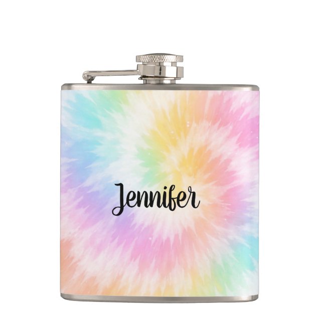 Pink Pastel Tie Dye Girly Chic                     Hip Flask (Front)