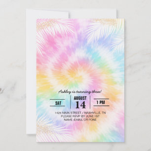 Pink Pastel Tie Dye Girly Chic                     Invitation