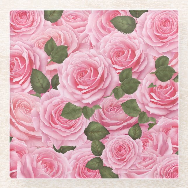 Pink Pastel Tiffany Roses Coaster (Front)