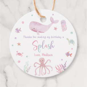 Pink Pastel Under the Sea Birthday Favour Tags