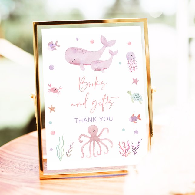 Pink Pastel Under the Sea Books and Gifts Sign (Creator Uploaded)