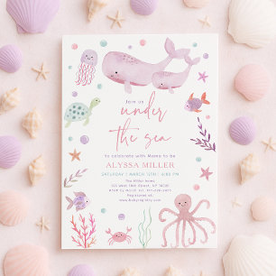 Pink Pastel Under the Sea Girl Baby Shower Invitation