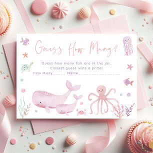 Pink pastel Under the Sea Guess How Many Game Enclosure Card