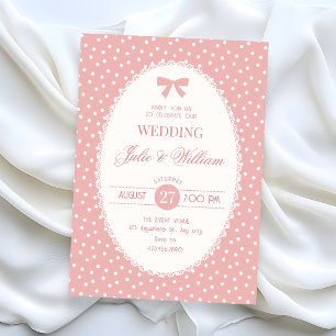 Pink pastel vintage wedding invitation