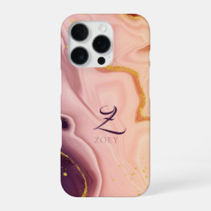 Pink Pastel Violet Glitter Watercolor Customisable iPhone 16 Pro Case