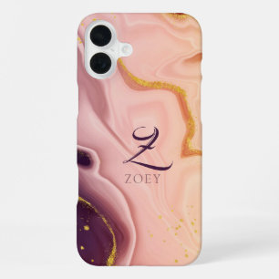 Pink Pastel Violet Glitter Watercolor Customisable iPhone 16 Plus Case