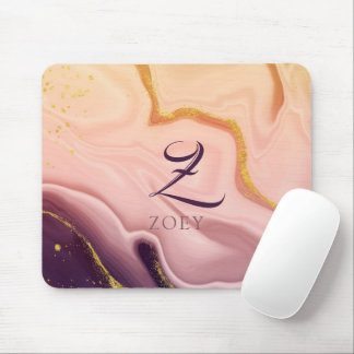 Pink Pastel Violet Glitter Watercolor Customisable Mouse Mat