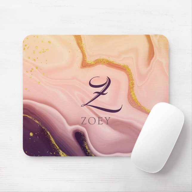 Pink Pastel Violet Glitter Watercolor Customisable Mouse Mat (With Mouse)