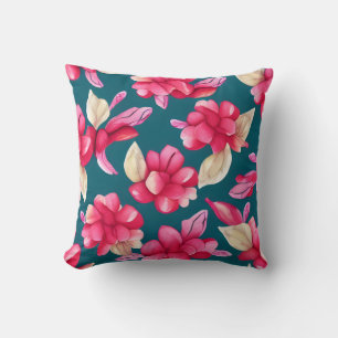 Pink Pastel Watercolor Floral Cushion