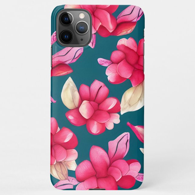 Pink Pastel Watercolor Floral  iPhone Case (Back)