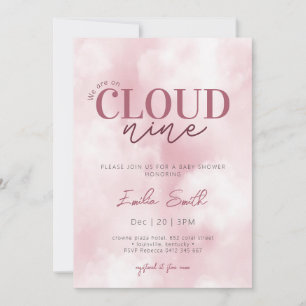Pink Pastel We’re on Cloud Nine Baby Shower Invitation