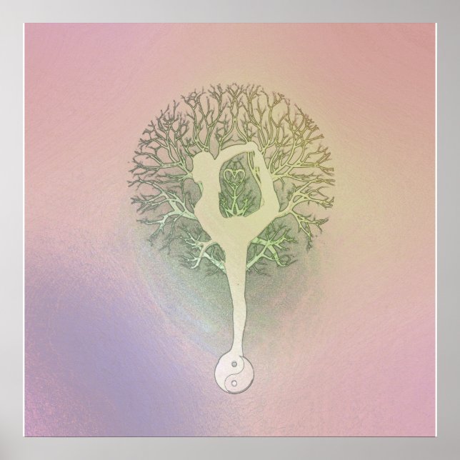 Pink Pastel Yoga Tree Poster (Front)