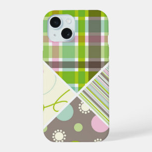 Pink Pastels Check Dots Scribbles Stripes Patterrn iPhone 15 Case