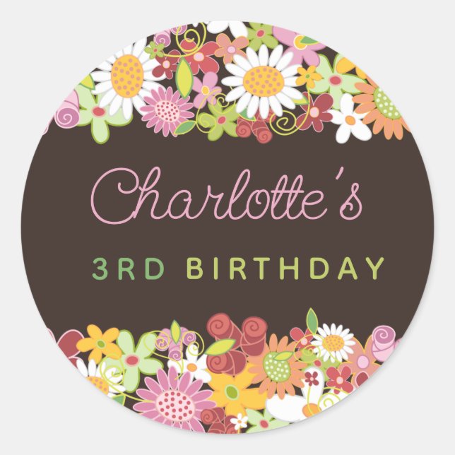 Pink Pastels Spring Flowers Garden Chic Birthday Classic Round Sticker (Front)
