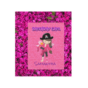 Pink Pastle Glitter Pirate Girl Note Card