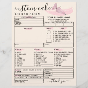 Pink Pastry Bag Logo Bakery Cake Order Form Flyer