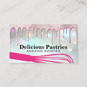 Pink Pastry Drip Whisk Baker Business Card