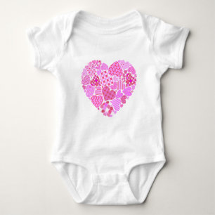 Pink Patchwork Heart Baby Bodysuit