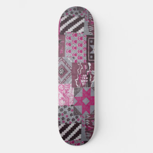 Pink Patchwork Skateboard Deck