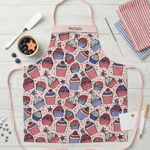 Pink Patriotic 4th of July Cupcakes Personalised Apron