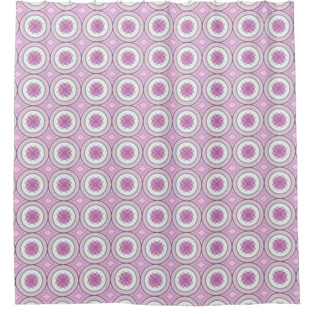 Pink pattern geometric shower curtain (Front)