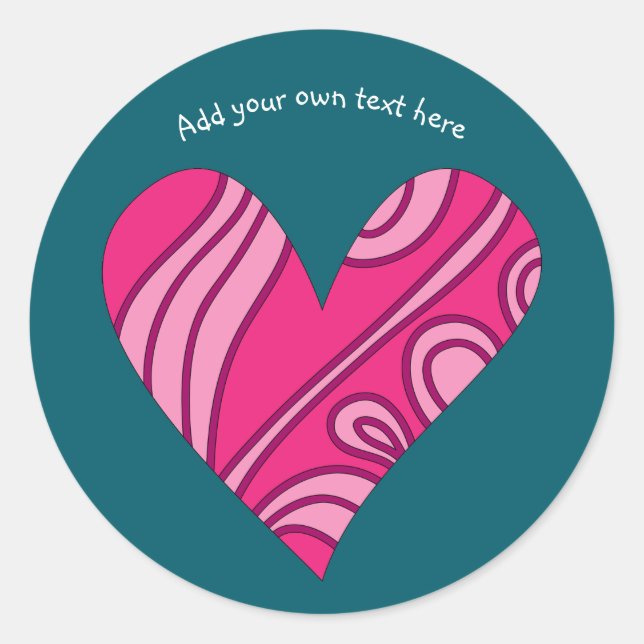 Pink pattern heart classic round sticker (Front)