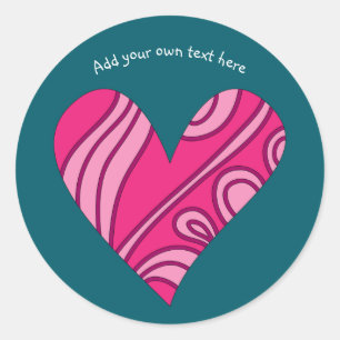 Pink pattern heart classic round sticker