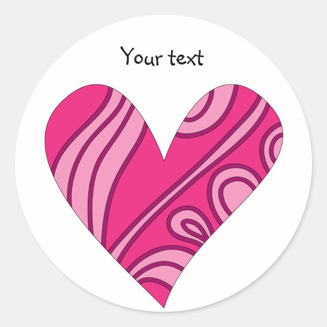 Pink pattern heart classic round sticker (Front)