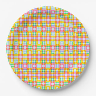 Pink Pattern Spring Colours Paper Plate