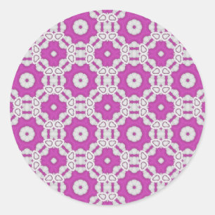 Pink pattern tile classic round sticker