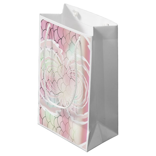 Pink Pattern Under the Sea Scales Small Gift Bag (Front Angled)