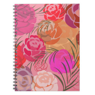 Pink pattern with flowers and plants notebook