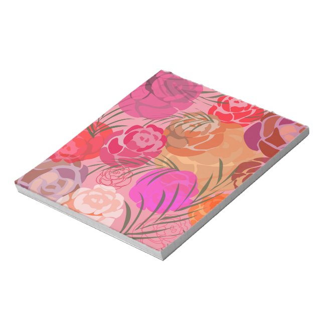 Pink pattern with flowers and plants notepad (Rotated)