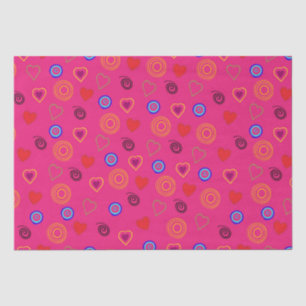 pink pattern with shapes and hearts tissue paper