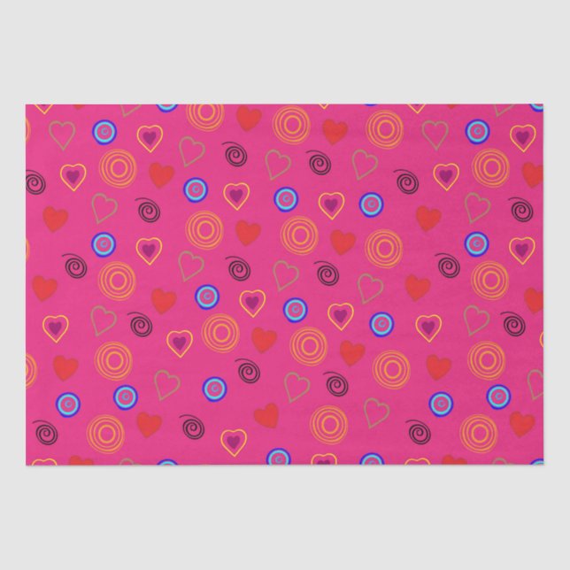 pink pattern with shapes and hearts tissue paper (Front)