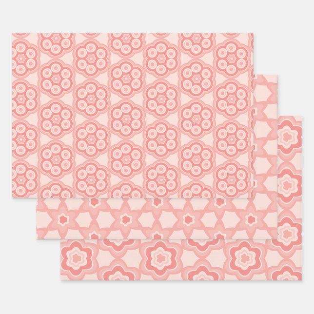 Pink pattern wrapping paper sheet (Set)