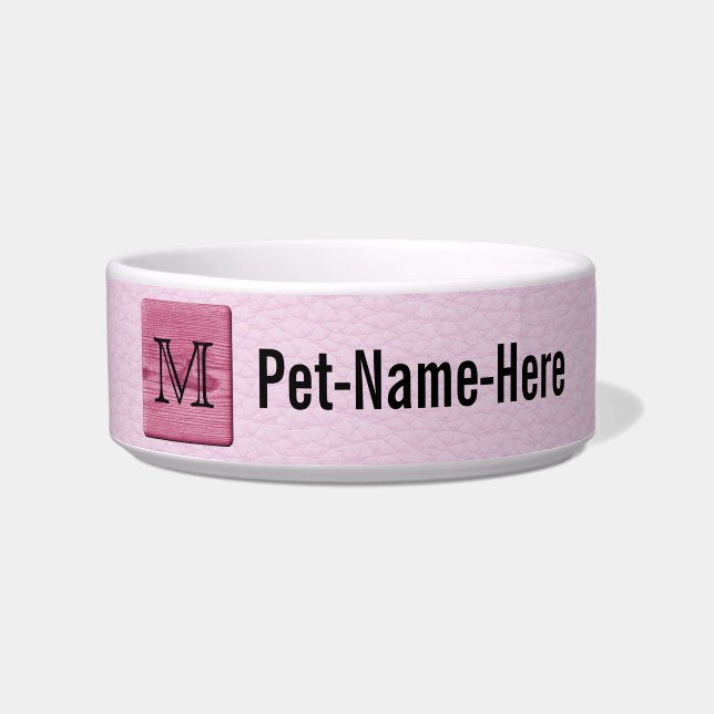 Pink Patterned Image, with Custom Monogram Letter. Bowl (Front)