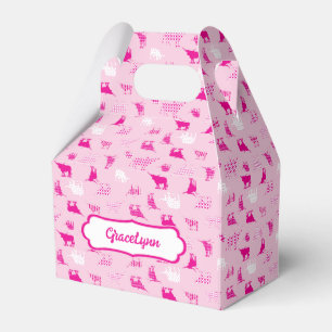 Pink Patterned Longhorns Pattern Favour Box