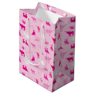 Pink Patterned Longhorns Pattern Medium Gift Bag