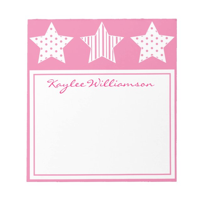 Pink Patterned Stars Notepad (Front)