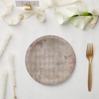 pink patterned wedding paper plate