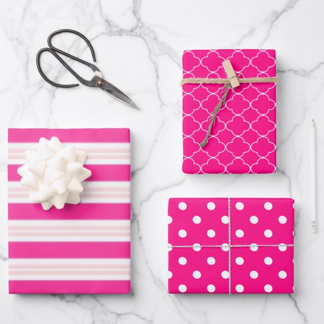 Pink Patterned Wrapping Paper Sheet (Front)