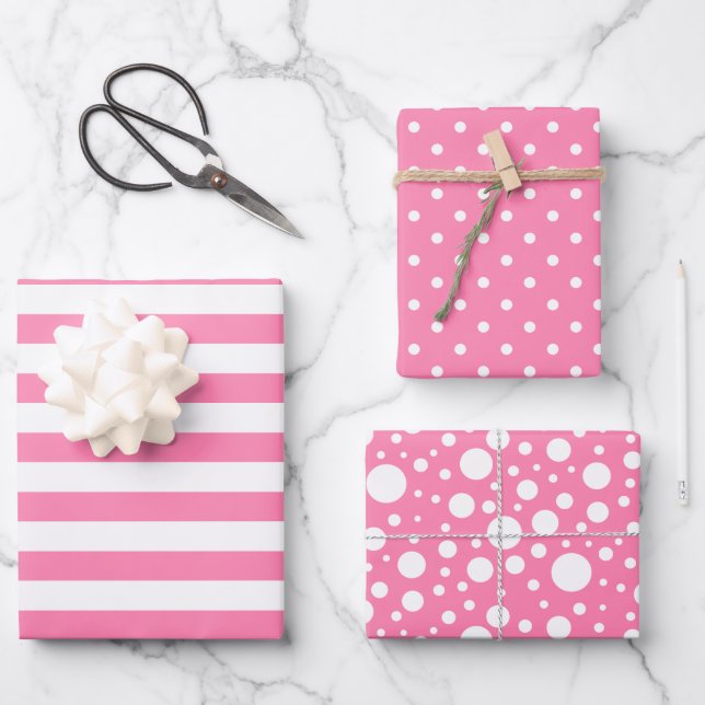 Pink Patterns Wrapping Paper Sheet Set (Front)