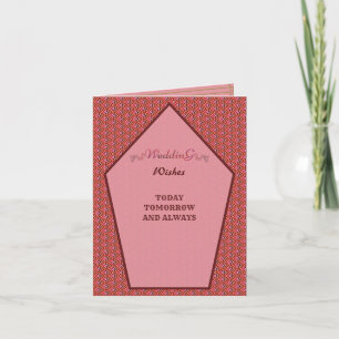 Pink Pattren Wedding Greetings Wishing Congrates Thank You Card